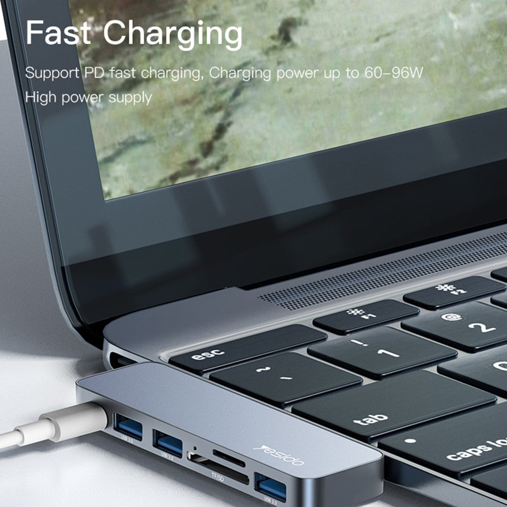 USB-C-hub Yesido HB10 for Apple MacBook Pro / Air, 6in1, Grå