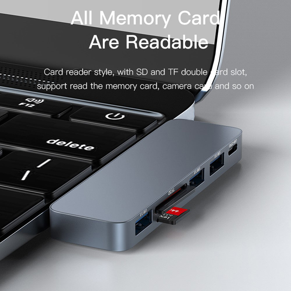 USB-C-hub Yesido HB10 for Apple MacBook Pro / Air, 6in1, Grå