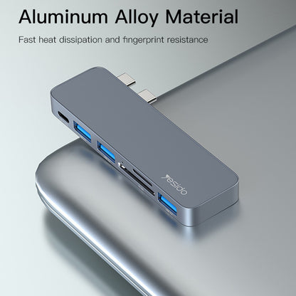 USB-C-hub Yesido HB10 for Apple MacBook Pro / Air, 6in1, Grå