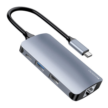 Hub USB-C Yesido HB15, 6in1, Grå