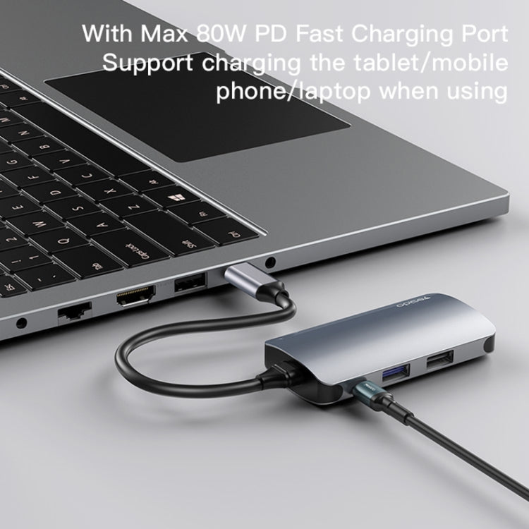 Hub USB-C Yesido HB15, 6in1, Grå
