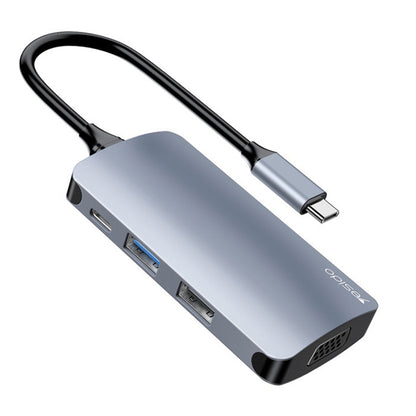 Hub USB-C Yesido HB16, 7in1, Grå
