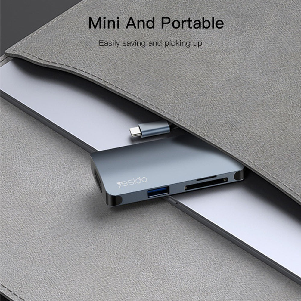 Hub USB-C Yesido HB16, 7in1, Grå