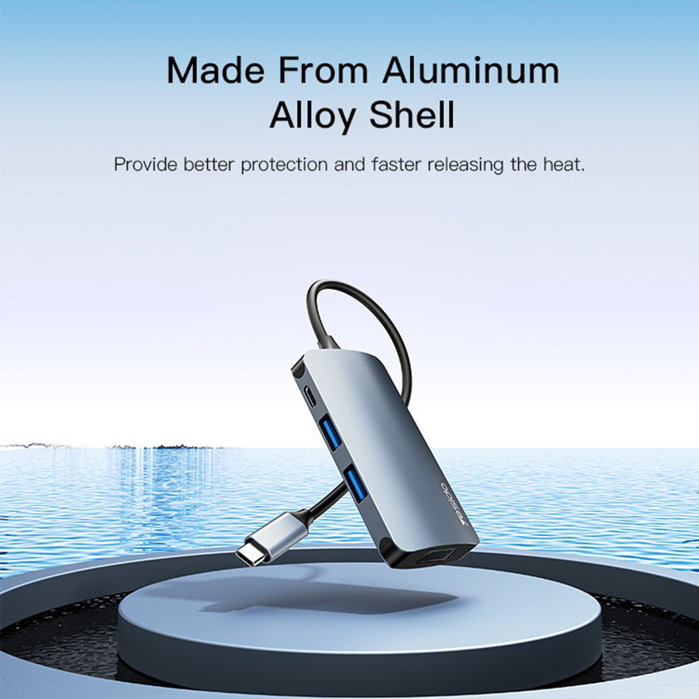 Hub USB-C Yesido HB16, 7in1, Grå