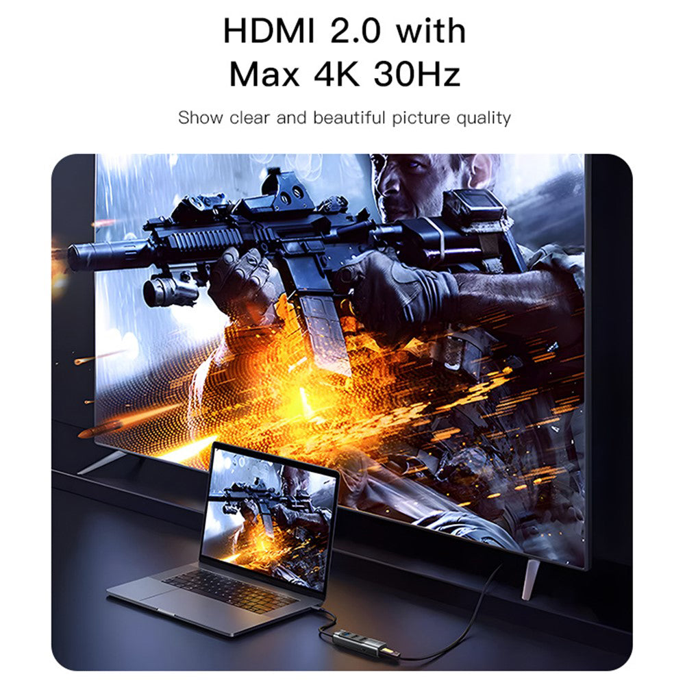 Hub USB-C Yesido HB22, 5in1, Grå