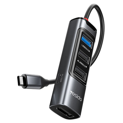 Hub USB-C Yesido HB23, 5in1, Grå