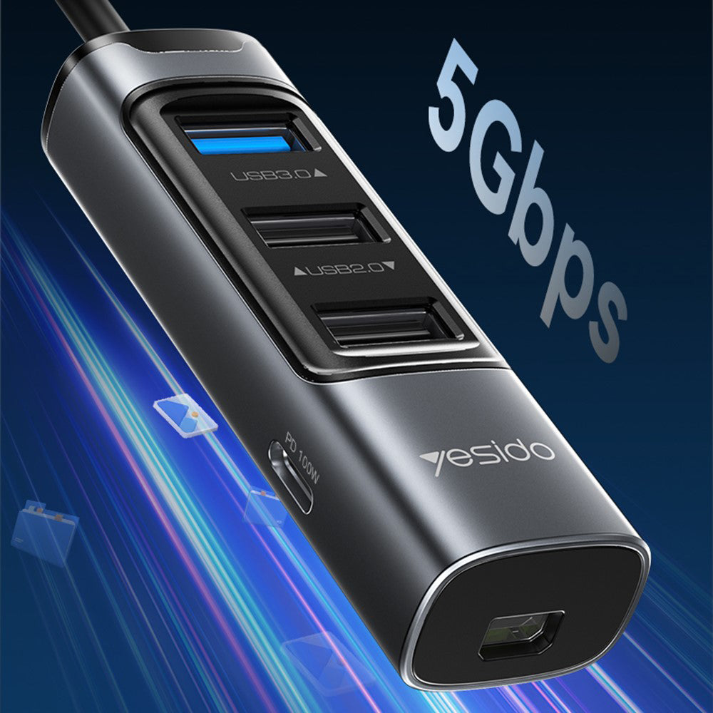 Hub USB-C Yesido HB24, 5in1, Grå