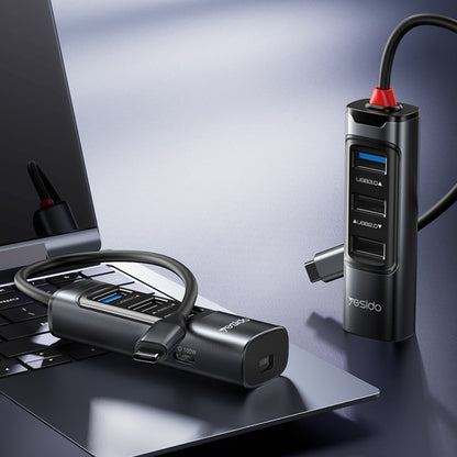 Hub USB-C Yesido HB24, 5in1, Grå