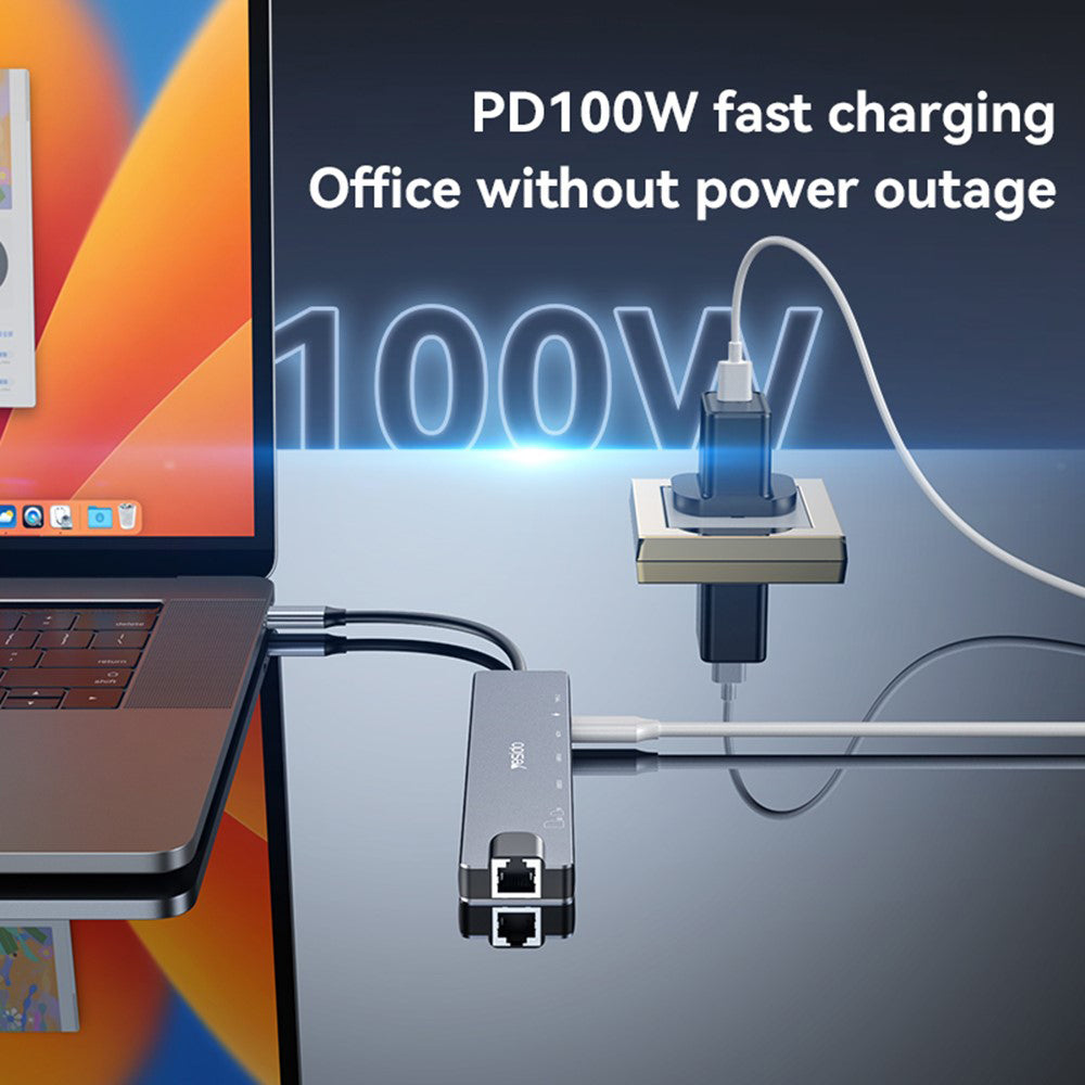 Hub USB-C Yesido HB27, 8in1, Grå