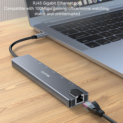 Hub USB-C Yesido HB27, 8in1, Grå