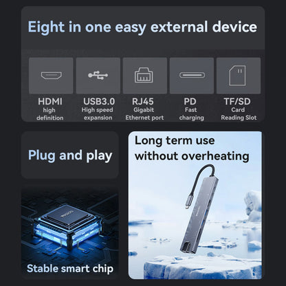 Hub USB-C Yesido HB27, 8in1, Grå