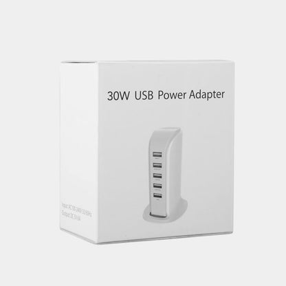 Dudao A5EU Ladestasjon, 25W, 5A, 5 x USB-A, Hvit