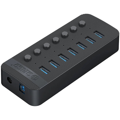 Hub USB Orico CT2U3-7AB, 7 x USB-A 3.0, Svart