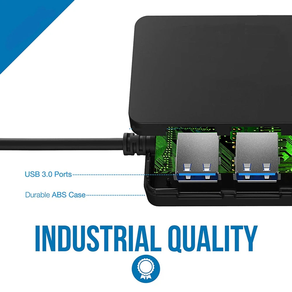 USB-hub Techsuit H15 QuantumNode, 4-i-1, Svart
