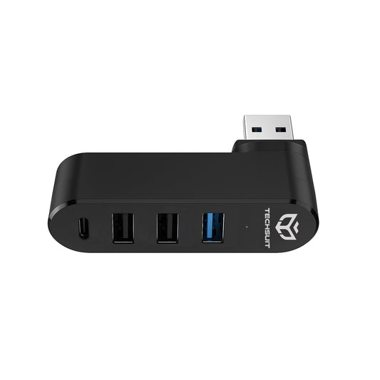 USB-hub Techsuit H17 SplitterNode, 4i1, Svart