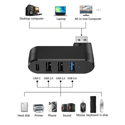 USB-hub Techsuit H17 SplitterNode, 4i1, Svart