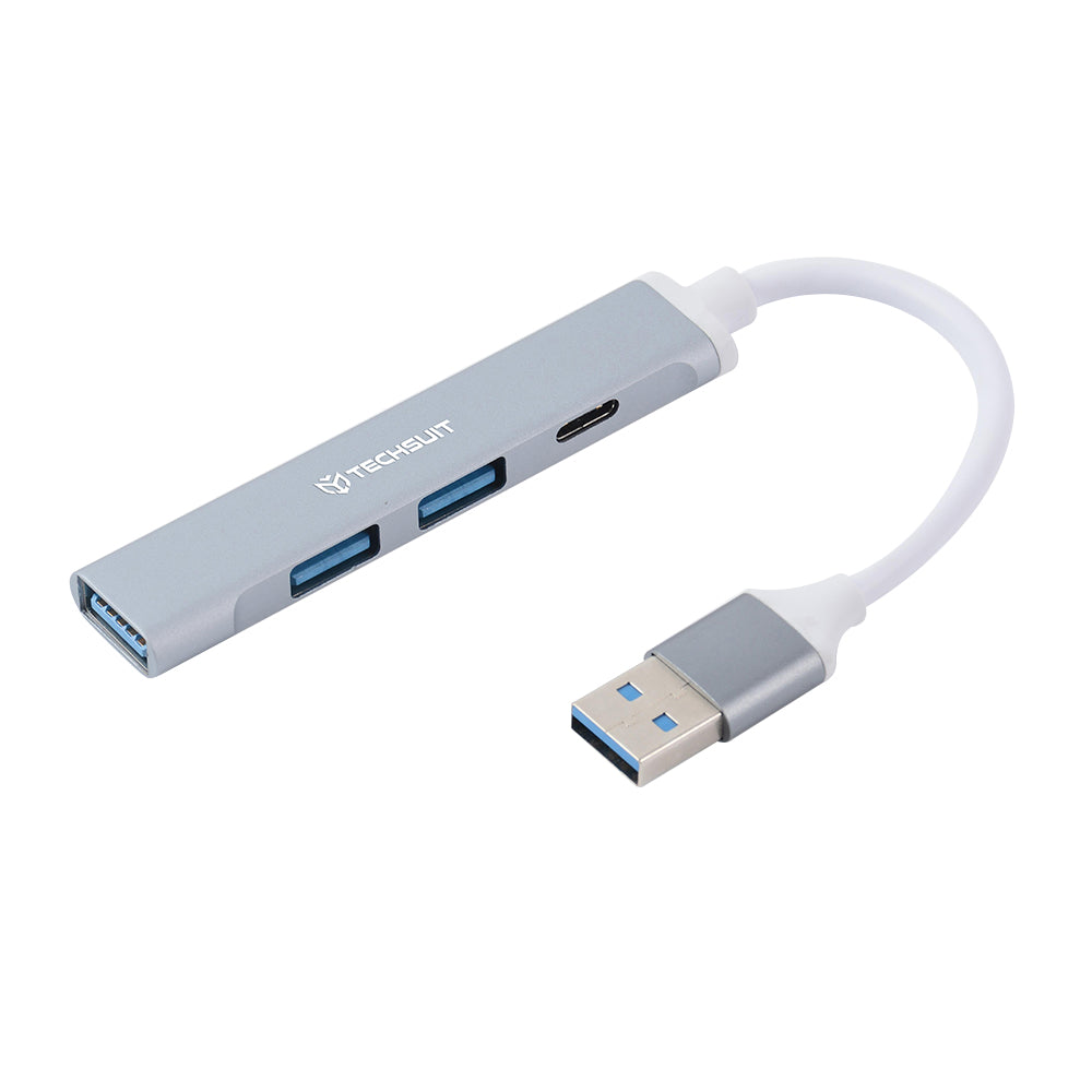 USB-hub Techsuit H19 PolarisBridge, 4i1, Grå Hvit