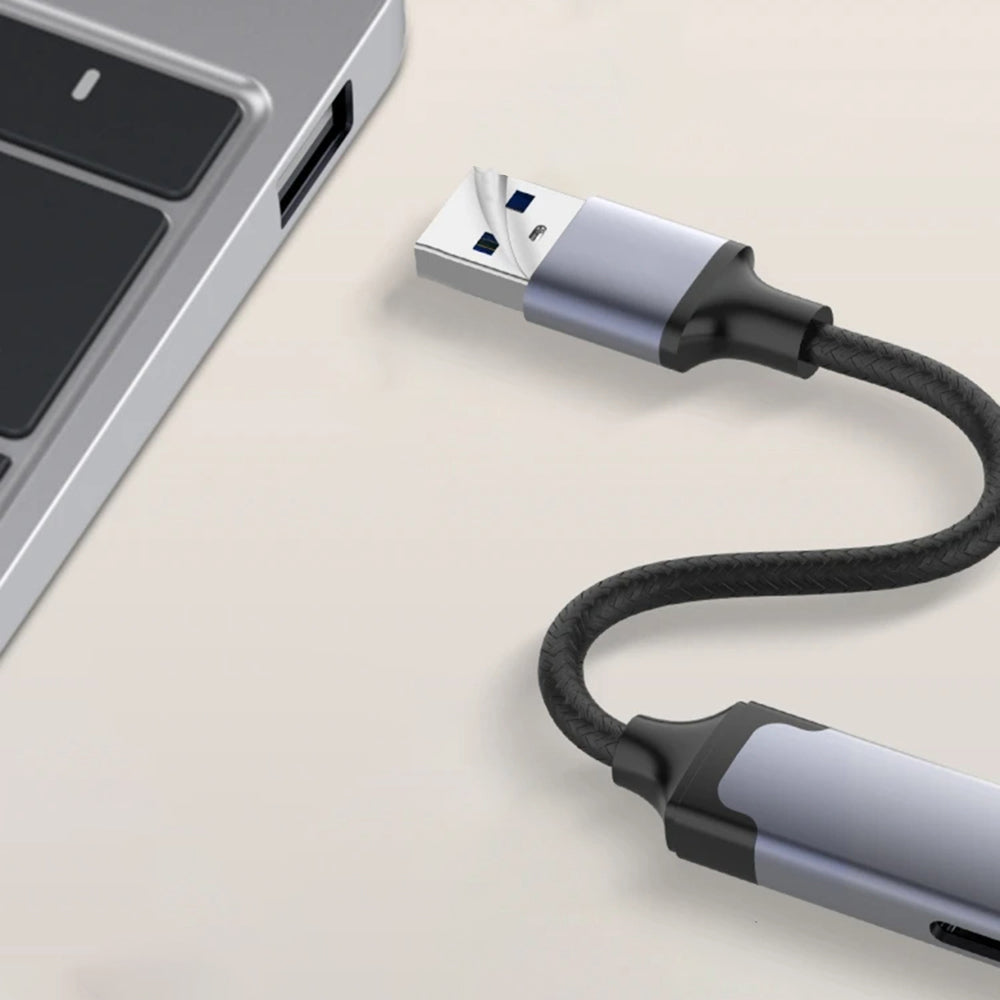 USB-hub Techsuit H19 PolarisBridge, 4i1, Grå Hvit