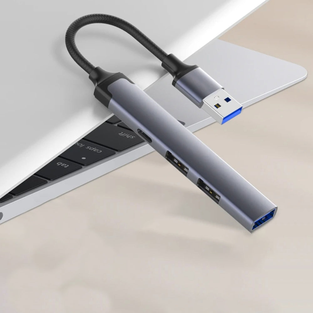 USB-hub Techsuit H19 PolarisBridge, 4i1, Grå Hvit