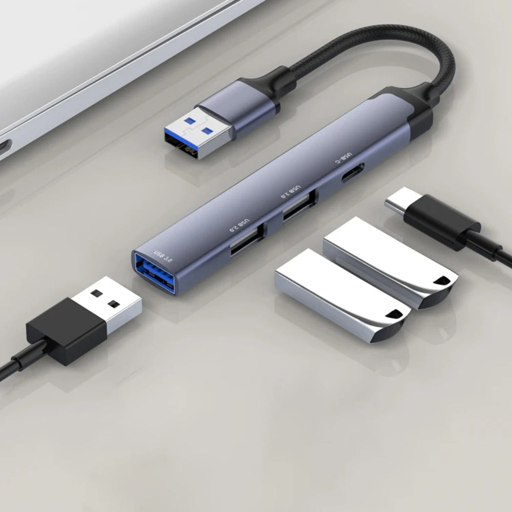 USB-hub Techsuit H19 PolarisBridge, 4i1, Grå Hvit