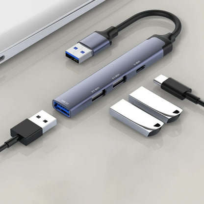 USB-hub Techsuit H19 PolarisBridge, 4i1, Grå Hvit