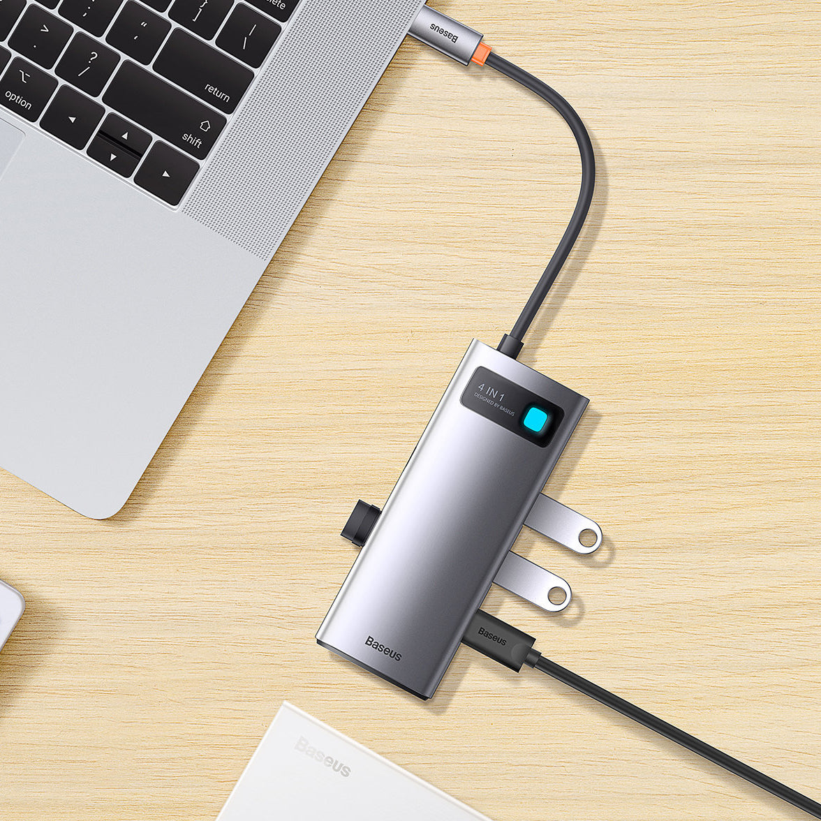 Hub USB-C Baseus Metal Gleam, 4 x USB-A 3.0, Grå WKWG070013