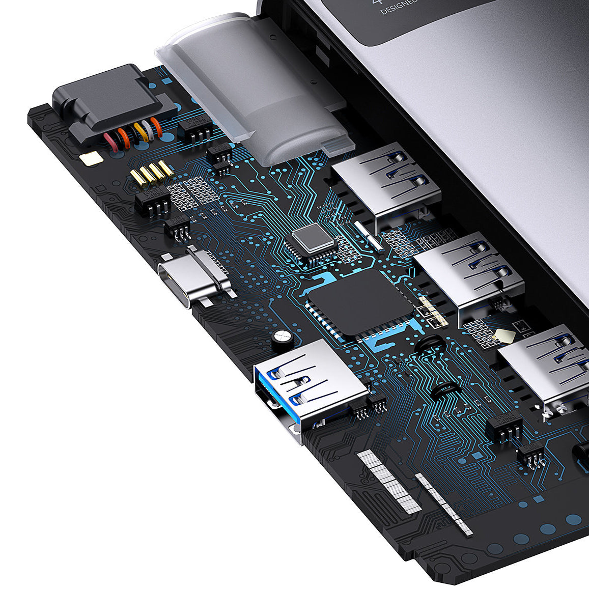 Hub USB-C Baseus Metal Gleam, 4 x USB-A 3.0, Grå WKWG070013