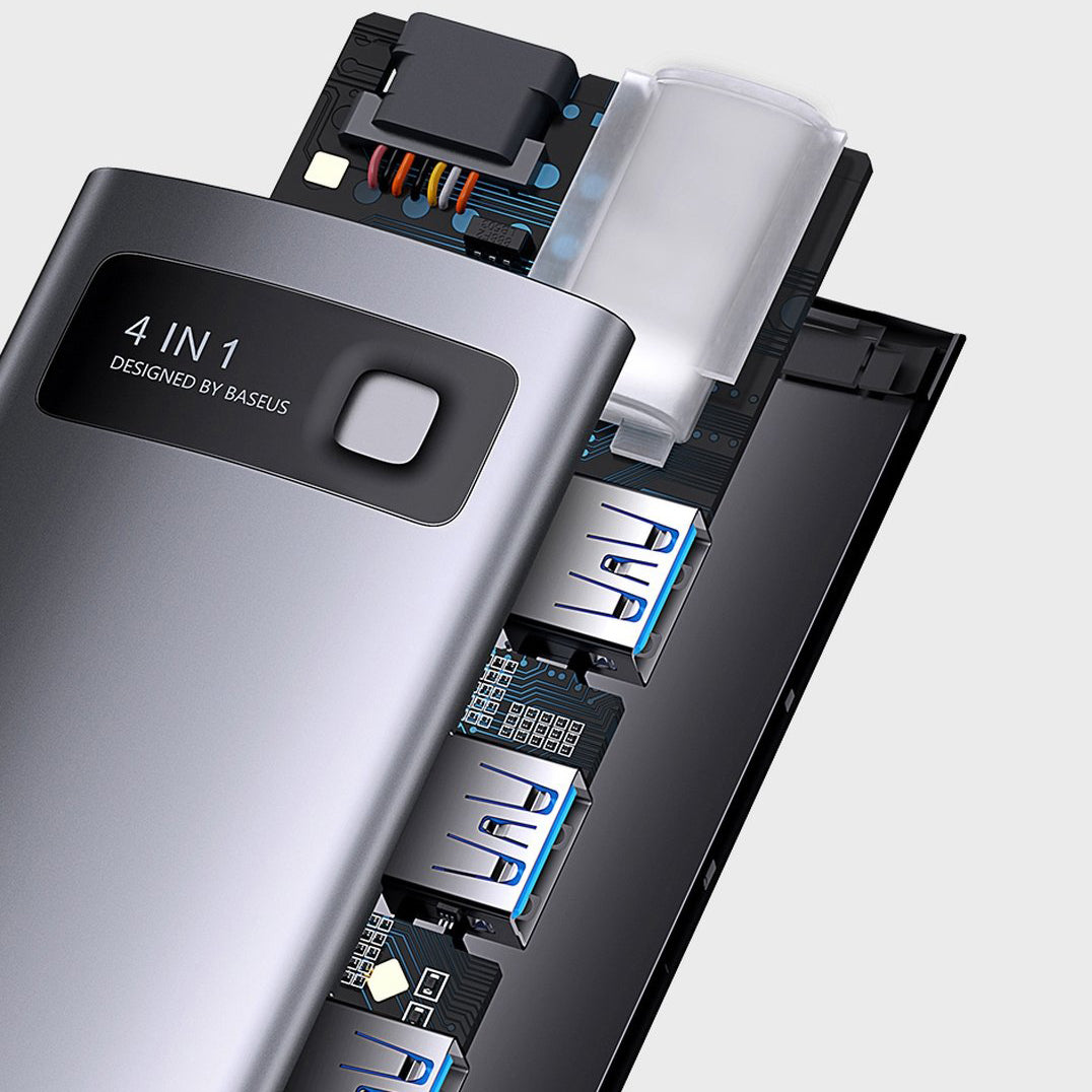 Hub USB-C Baseus Metal Gleam, 4 x USB-A 3.0, Grå WKWG070013