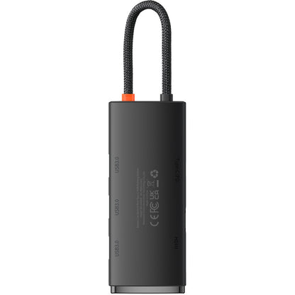 Baseus Lite USB-C-hub, 3 x USB-A 3.0 - USB-C - HDMI, Svart WKQX040001