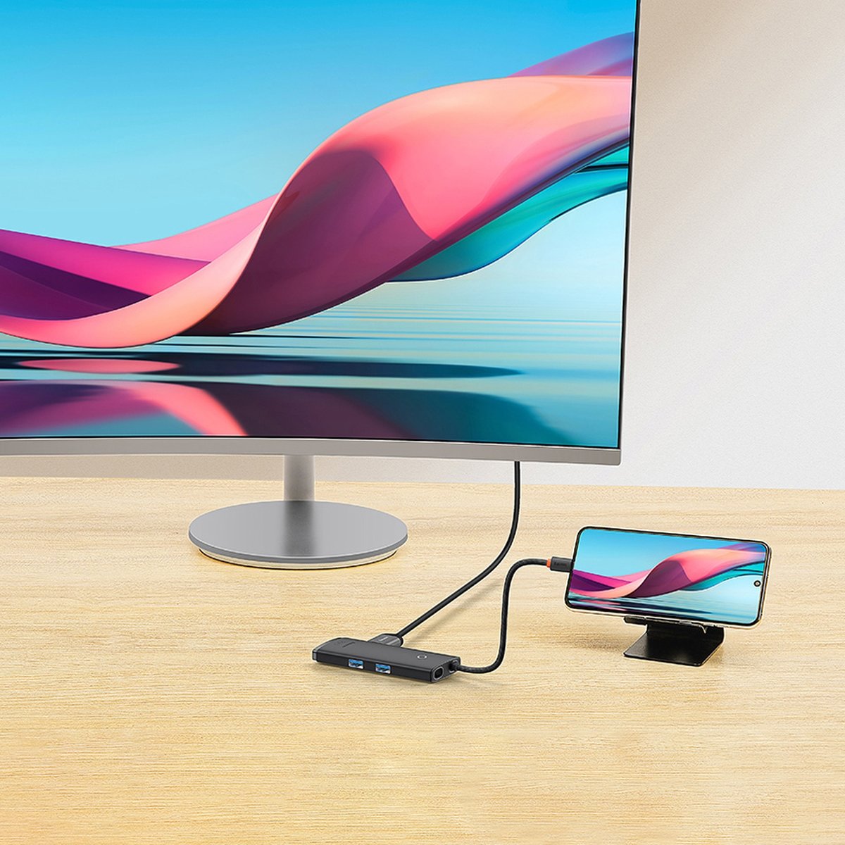 Hub USB-C Baseus Lite, 2 x USB-A 3.0 - 1 x USB-C - 1 x HDMI - 1 x SD - 1 x microSD, Svart WKQX050101