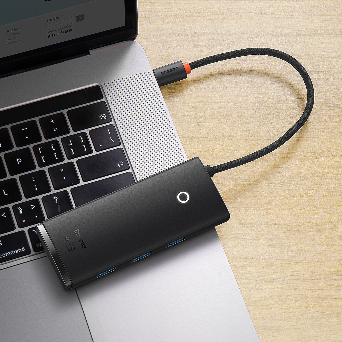 Baseus Lite USB-C-hub, 3 x USB-A 3.0 - USB-C - HDMI, Svart WKQX040001