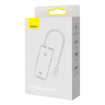 Baseus Lite USB-C-hub, 3 x USB-A 3.0 - USB-C - HDMI, Svart WKQX040001
