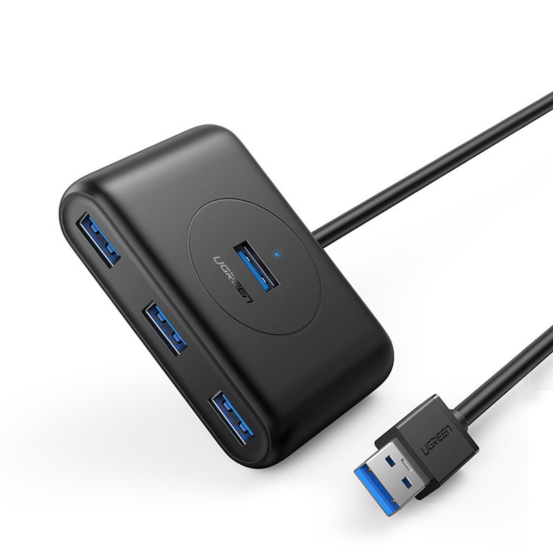 Hub USB UGREEN CR113, 4 x USB-A 3.0, 1m, Svart