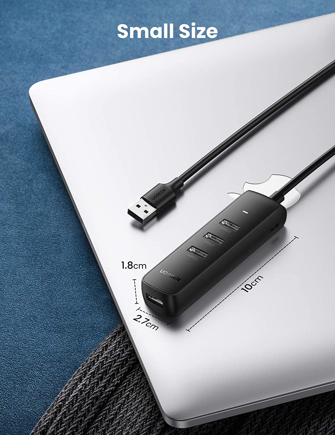 Hub USB UGREEN CM416, 4 x USB-A 3.0, 1m, Svart