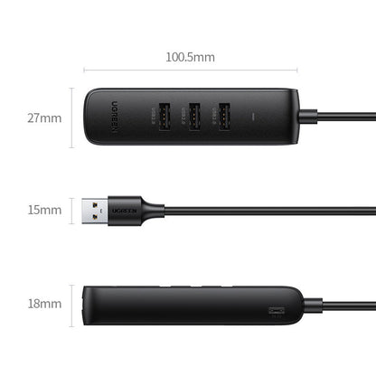Hub USB UGREEN CM416, 4 x USB-A 3.0, 1m, Svart