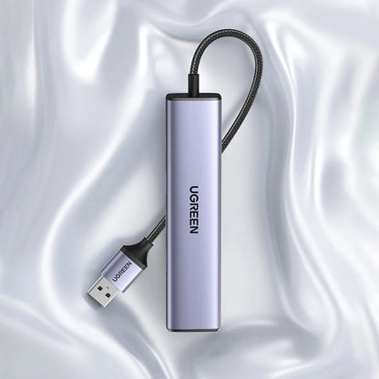 Hub USB UGREEN CM475, 3 x USB-A 3.0 - 1 x USB-C - 1 x RJ45, Grå