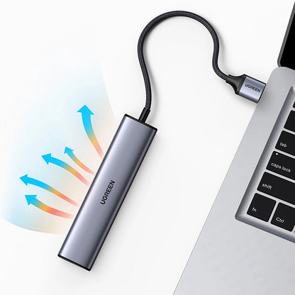 Hub USB UGREEN CM475, 3 x USB-A 3.0 - 1 x USB-C - 1 x RJ45, Grå