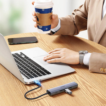 Hub USB UGREEN CM475, 3 x USB-A 3.0 - 1 x USB-C - 1 x RJ45, Grå