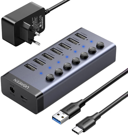 Hub USB UGREEN CM481, 7 x USB-A 3.0, Grå