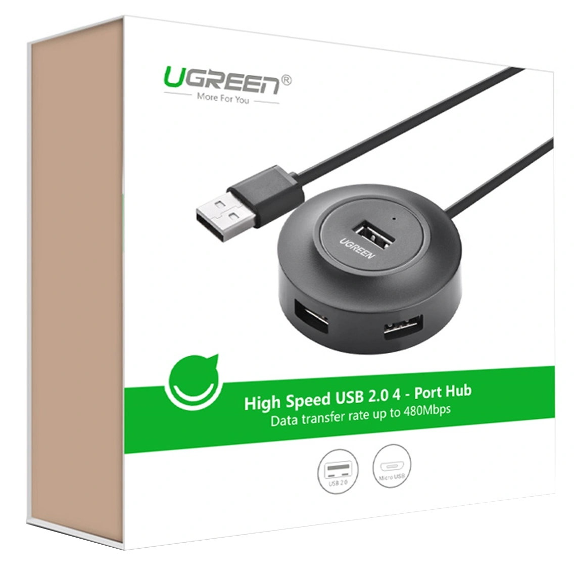 USB-hub UGREEN CR106, 4 x USB-A, 1 m, svart