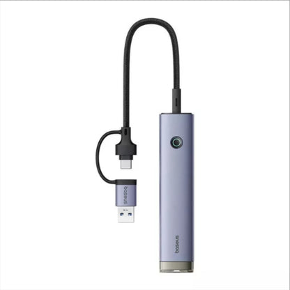 Hub USB / USB-C Baseus UltraJoy, 3 x USB-A 3.0 - 1 x USB-C - 1 x RJ45, Grå B0005280B811-14