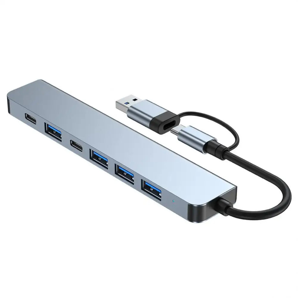Hub USB / USB-C Techsuit H6 DataBridge, 7in1, Grå