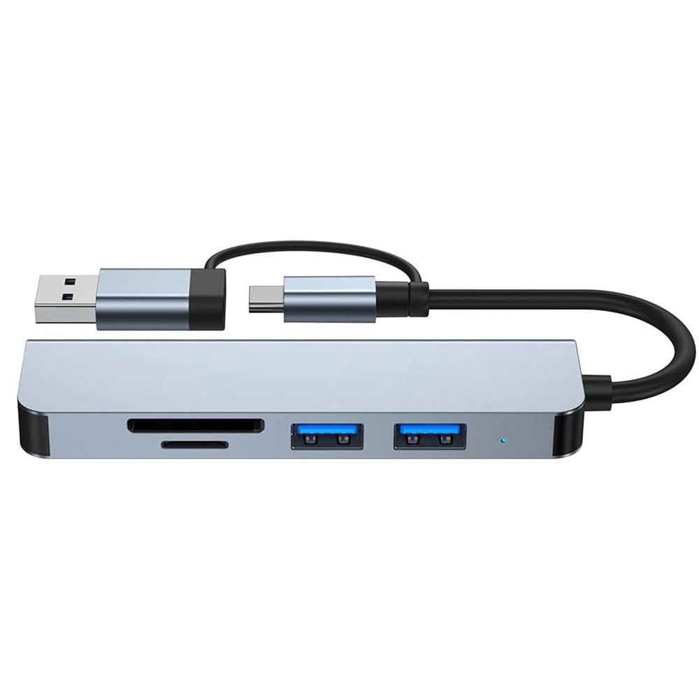 Hub USB / USB-C Techsuit H7 DataBridge, 5in1, Grå