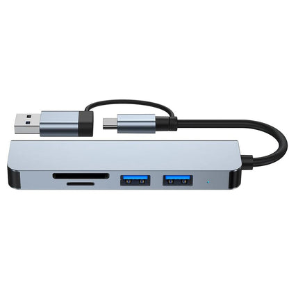 Hub USB / USB-C Techsuit H7 DataBridge, 5in1, Grå