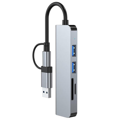 Hub USB / USB-C Techsuit H7 DataBridge, 5in1, Grå