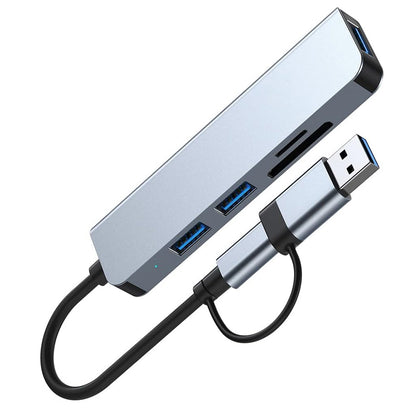 Hub USB / USB-C Techsuit H7 DataBridge, 5in1, Grå