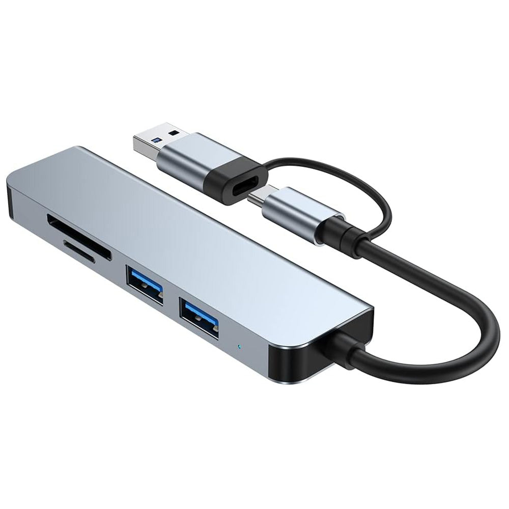 Hub USB / USB-C Techsuit H7 DataBridge, 5in1, Grå
