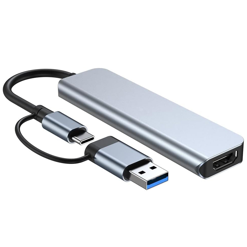 Hub USB / USB-C Techsuit H7 DataBridge, 5in1, Grå