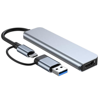 Hub USB / USB-C Techsuit H7 DataBridge, 5in1, Grå