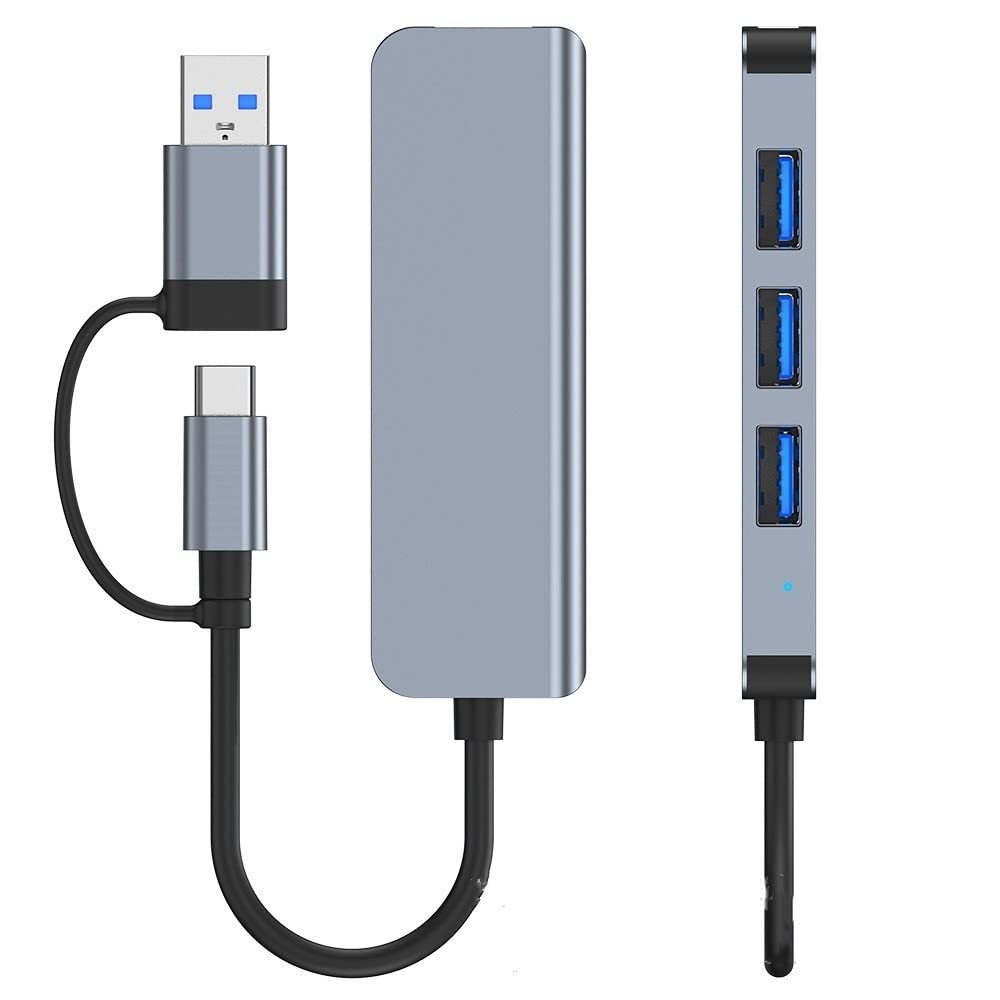 Hub USB / USB-C Techsuit H8 DataBridge, 4in1, Grå